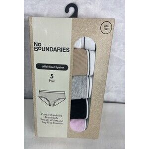 No Boundaries Mid-Rise Hipster 5 Pair Cotton Rib Multicolor Size XXL 20 NEW